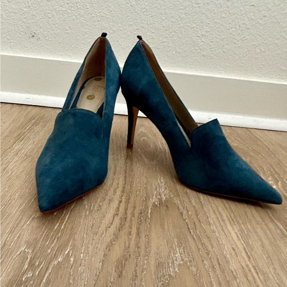 Elegant Blue Suede Women's Heels